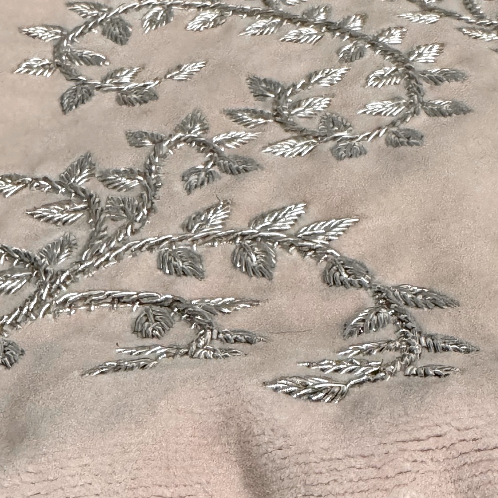 Bliss Studio Blush Pink with Silver Floral Embroidery Pillow Cover- 24”x14” - Picture 4 of 13